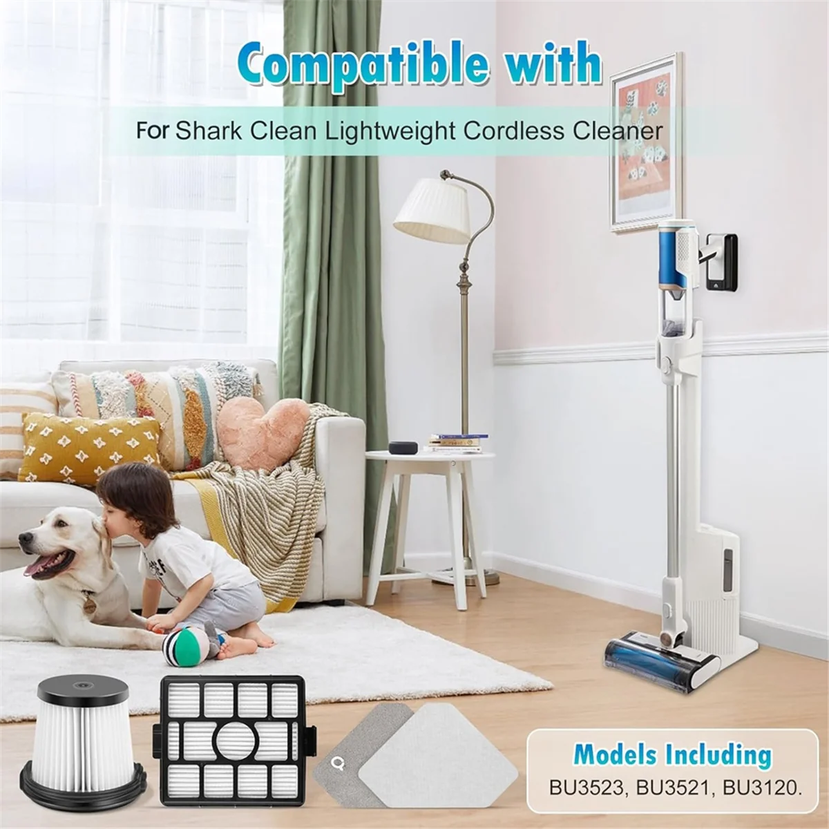 

HEPA Filters Replacement Parts for Shark BU3521 BU3523 Cordless Stick Cleaner Accessory Kit