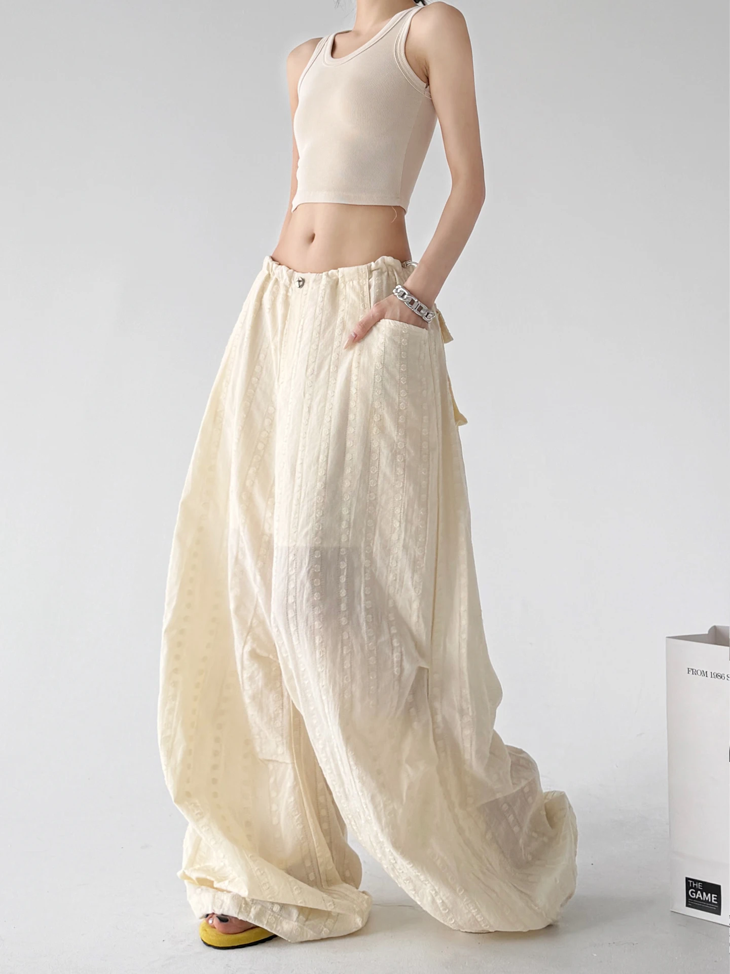 Summer 2026 Women's Wide Leg Pants Casual Travel Loose Student Cotton High Waist Trousers Sun Protection Fashion Commute Style