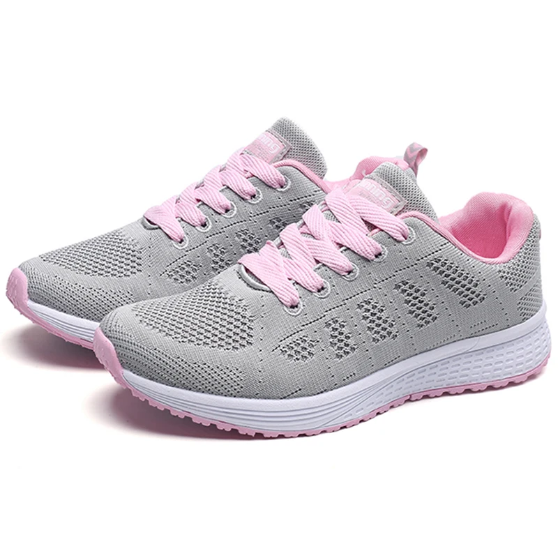 2024 New Breathable Women\'s Sneakers Fashion Comfortable Outdoor Sneakers Women Mesh Fabric Lace Up Ladies Shoes Female Footwear