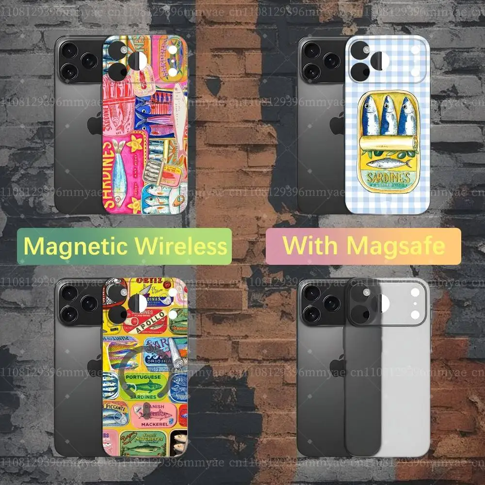 Sardines Canned FISH Phone Case For iPhone 18,17,16,15,14,13,12,X,XS,Pro,Max,Plus,E,Air,Mini with Magsafe Magnetic Slim Frosted