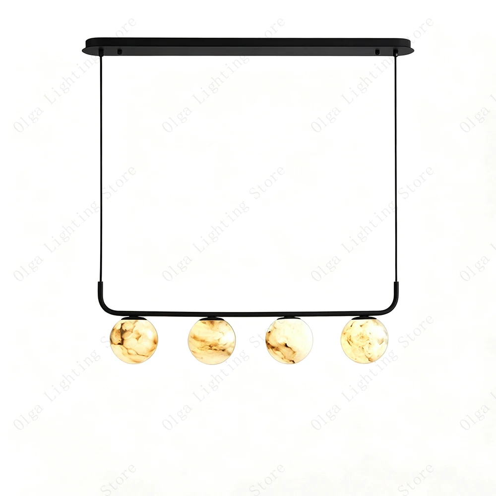 Luxury Life Style Linear Marble Balls Pendant Light Long For Dining Room Kitchen Island Decoration Alabaster Indoor Lighting
