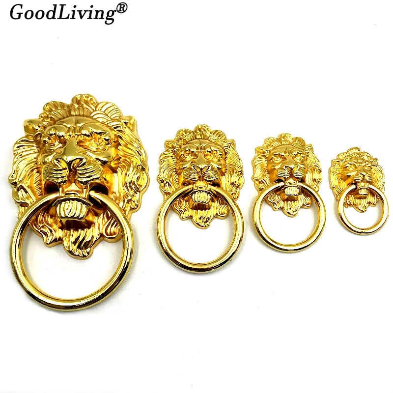 1PCS Knobs and Pulls Antique Bronze Lion Head Pulls for Dresser Drawer Cabinet Furniture Door Handles Knobs Vintage Door Knocker