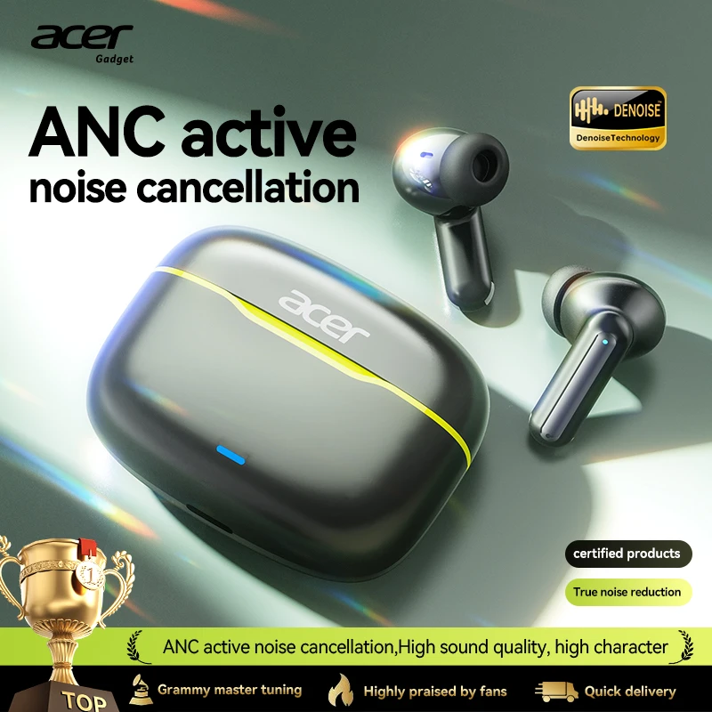 سماعات رأس بلوتوث لاسلكية داخل الأذن من Acer Anc لتقليل الضوضاء النشط ومكالمات عالية الدقة وصوت دولبي المحيطي وسعة بطارية عالية وعمر بطارية طويل وألعاب الموسيقى بدون تأخير مناسبة للاستخدام الرياضي والجري واللياقة البدنية #6