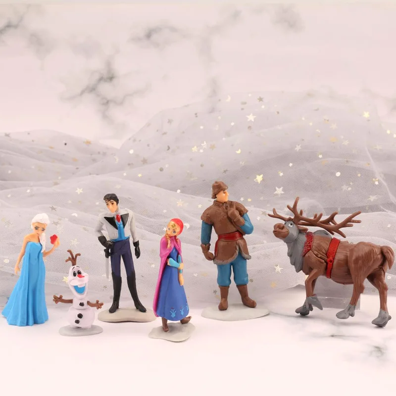 6 pçs filme congelado 6-10cm anna elsa kristoff olaf hans homem de neve dos desenhos animados figura de ação pvc modelo bonecas coleção hobby brinquedos presente