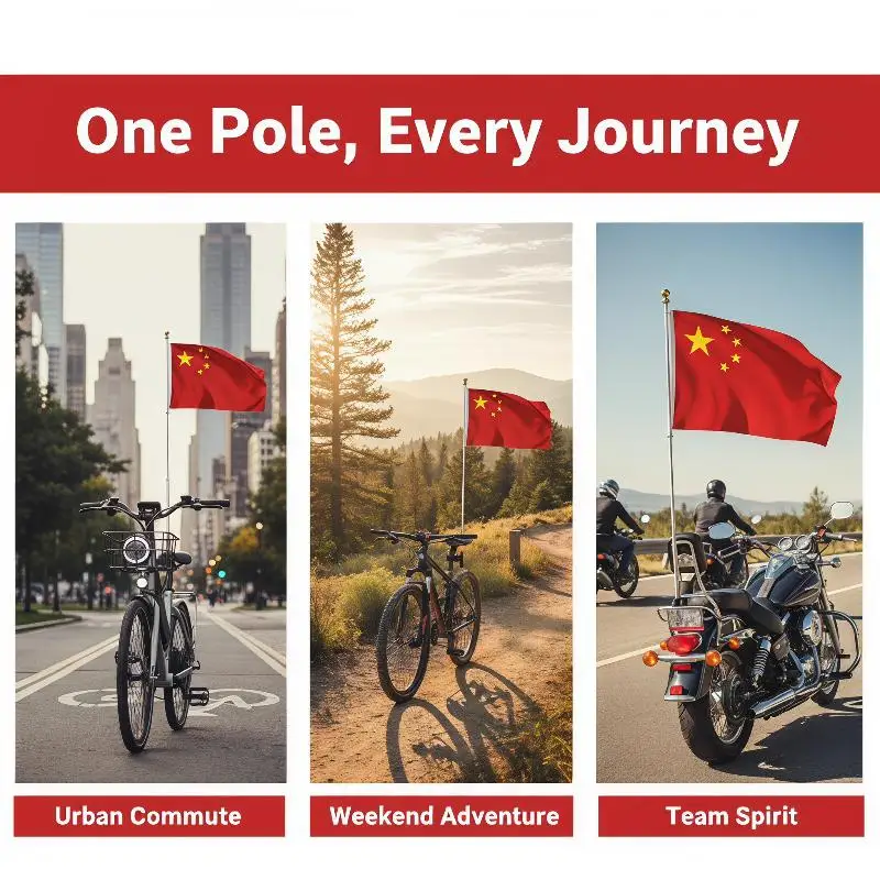 Chinese National Flag Fade Resistant Polyester Adjustable Bike Bracket for Riding Competitions Parade Decor