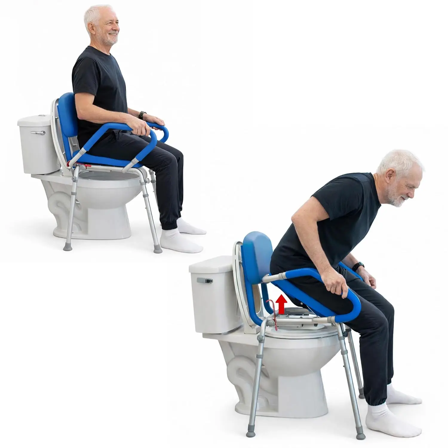 

Подъемное сиденье для унитаза GentleBoost Uplift с ручками, мягкое прикроватное кресло-туалет для пожилых, людей с ограниченными возможностями, на заказ