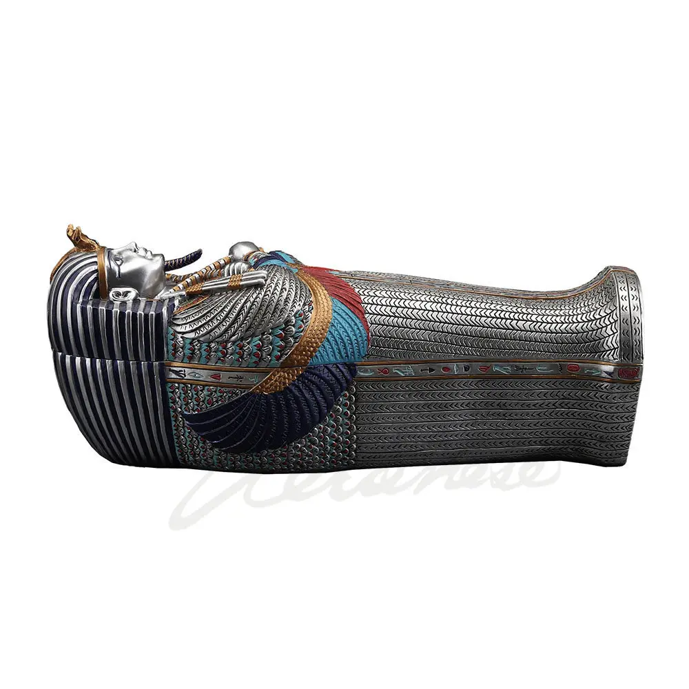 Ancient Egyptian Pharaoh Tutankhamun Sarcophagus Resin Figurine Home Decor Collectible Ornament Retro Pyramid Style Art Craft