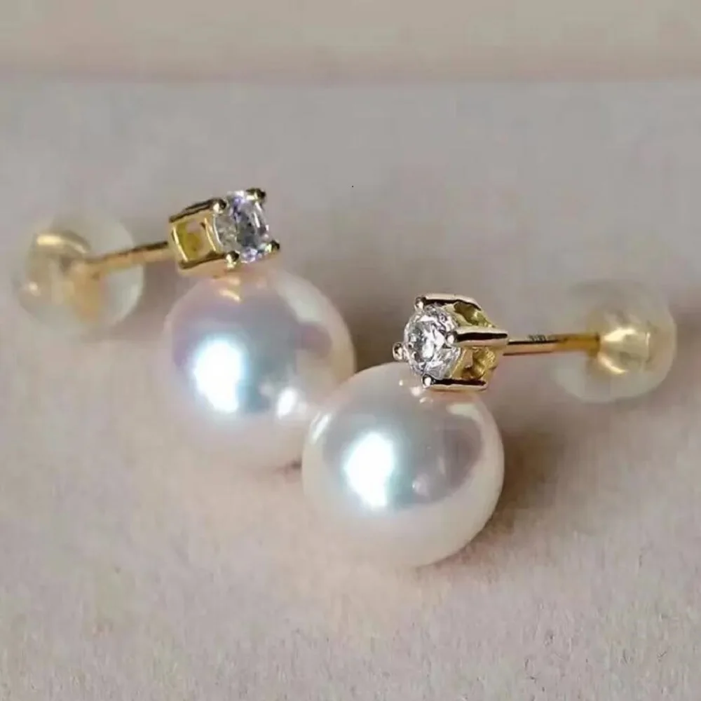 Hot selling pearl earrings AAAA 8-9mm 9-10mm 10-11mm 11-12mm 12-13mm natural South  Sea round pearl earrings 925s