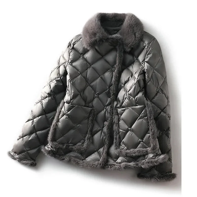 Parka Women Plus Size Padded Coat 2023 Winter Down Cotton Padded Clothes Artificial Mink Hair Splicing Warm Parkas Jackets Woman
