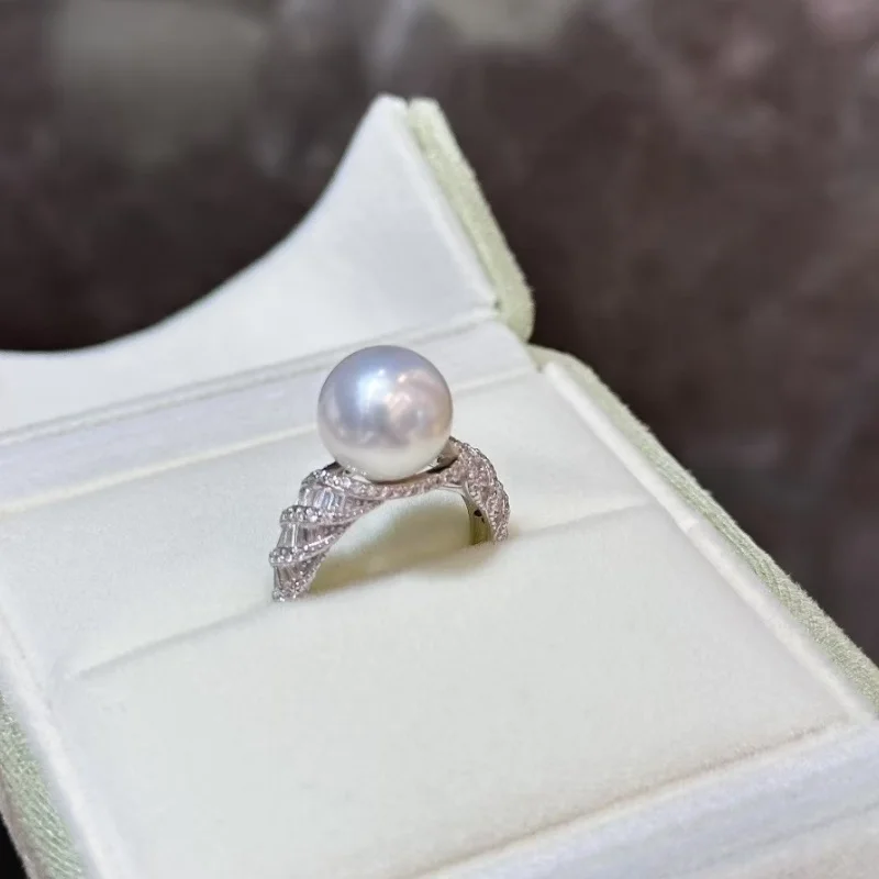 SGARIT 10-11mm New Elegant Natural Freshwater Pearl Rings for Women Wedding Engagement Bands Accessories Adjustable
