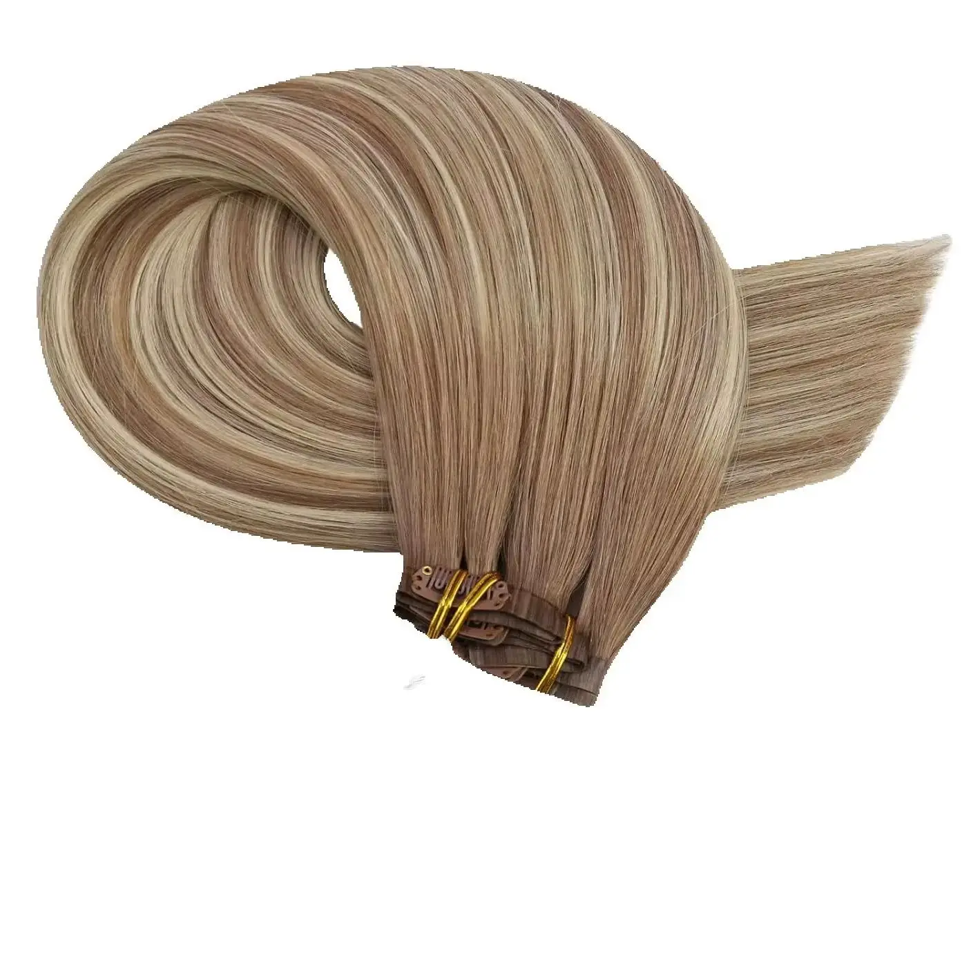 Moresoo Nahtlose unsichtbare PU-Clip-in-Haarverlängerungen, 100 % echtes menschliches Haar, Remy-Haar, PU-Clip-in-Extensions, 7 Stück, 105 g, voller Kopf