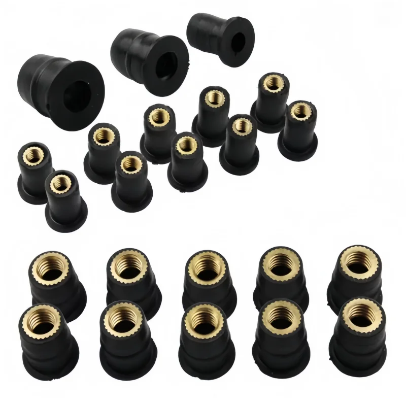10PCS M4 M5 M6 Rubber Well Nuts, Metric Windscreen Windshield Fastener Screws Bolts Nuts for Motorcycle