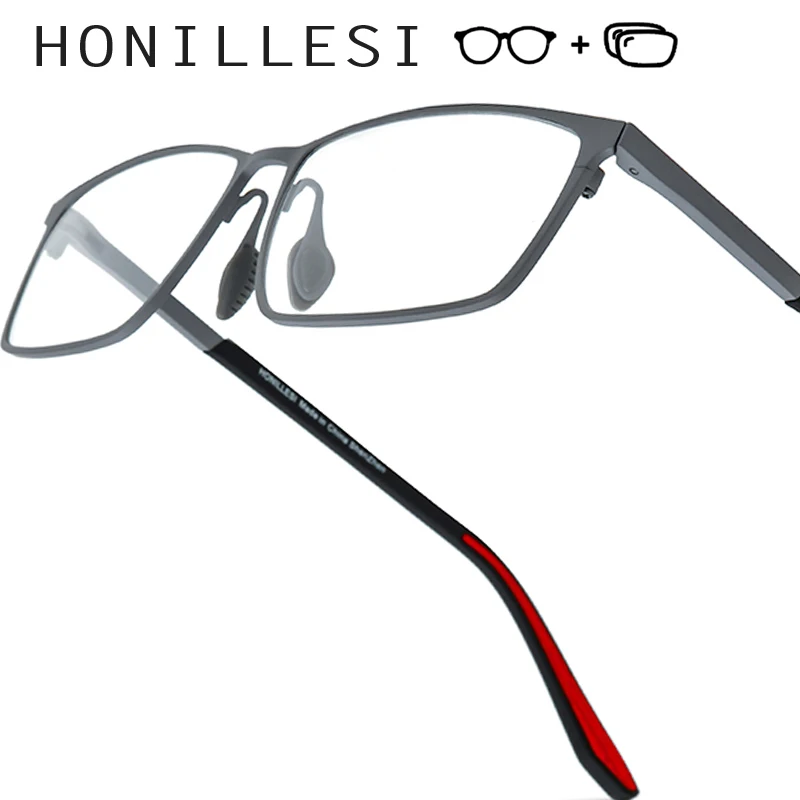 HONILLESI Progressive Prescription Glasses Custom Photochromic Myopia Optical Lens Eyewear Men Square Eyeglasses Titanium Frames