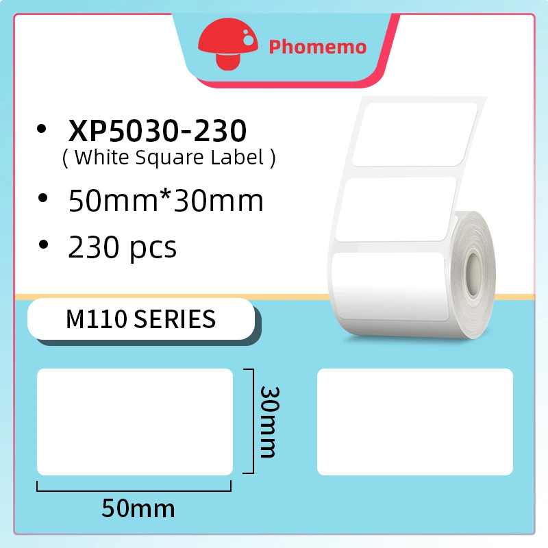 Phomemo M110/M200/M221/M220 Self-Adhesive Labels Paper for Label Printer Waterproof Identification Jewelry Tag Thermal Sticker