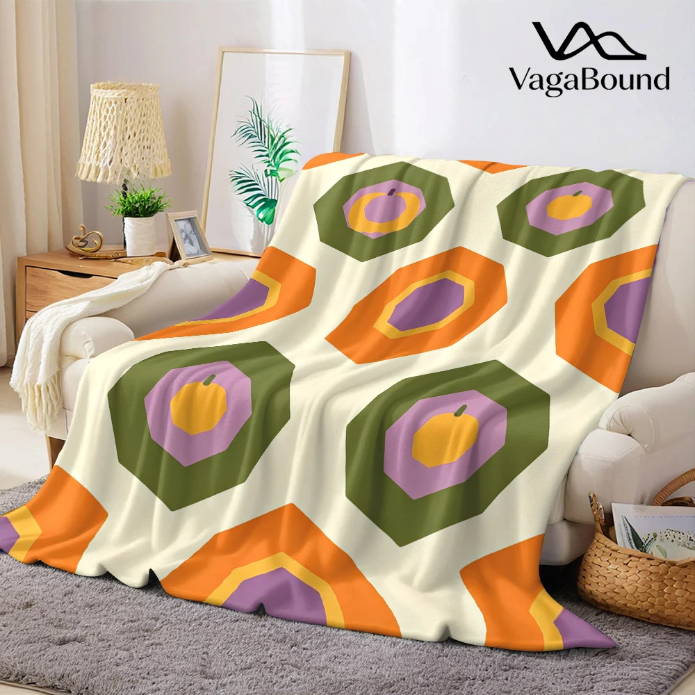 Halloween Hexagon Geometry Flannel Blanket Warm Soft Halloween Christmas All-Season Couch Decorative Cozy Warm Gift