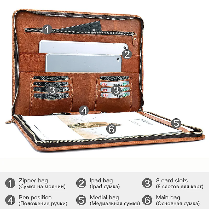 Slim Envelope Leather Handbag - Men's Classic Cowhide File Folder, Elegant Business Portfolio Case for 13
