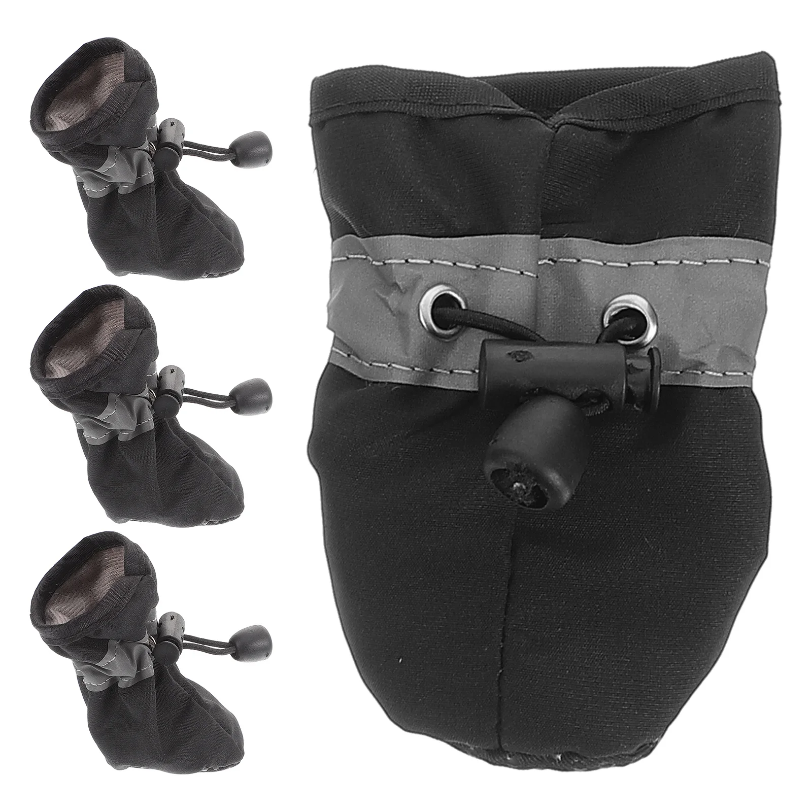 

4Pcs Puppy Shoes Anti-Slip Reflective Dog Booties for Winter Warmth Indoor Use Drawstring Design Large Size Comfortable Fit