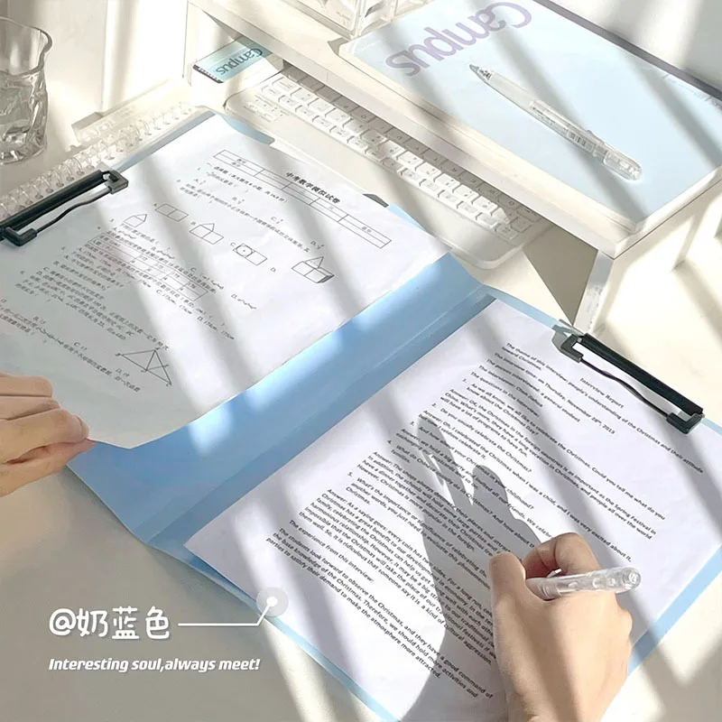 Multi Functional A4 File Folder Large Capacity Double Clips Clipboard Document Board File Organizer Office Accessories