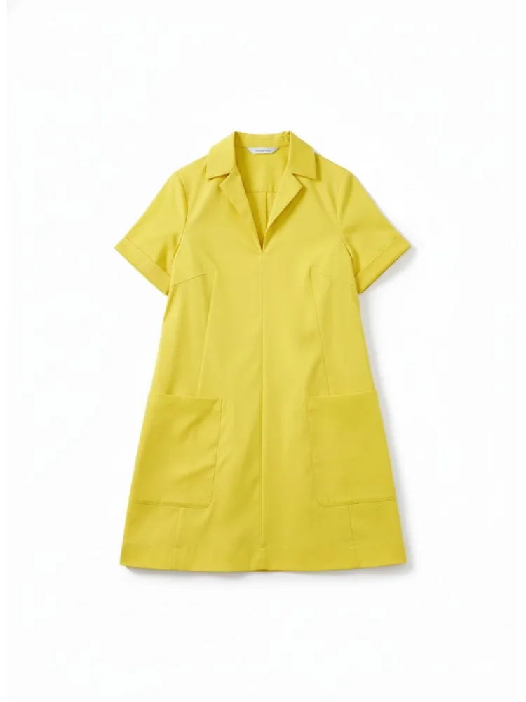

Missuoo Women's Yellow Mini Dress Lapel Collar Short Sleeves Loose A-line Dress 2025 Stylish Streetwear Casual Short Dresses