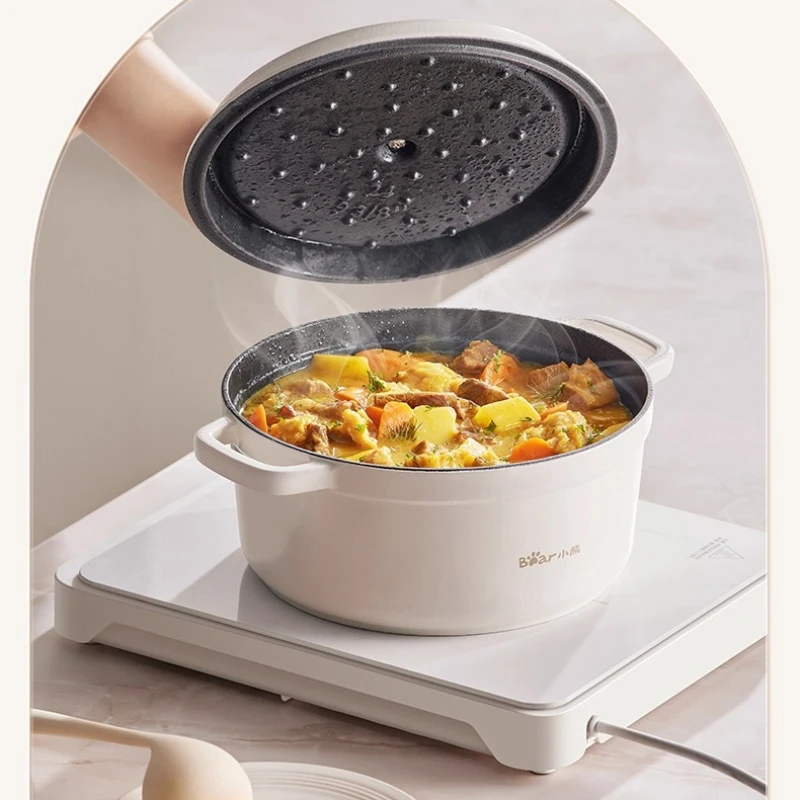 Enamel Cast Iron Pot for Home Cooking Casserole Soup Stew Pan Anti-Rust Glaze Self-Circulating Steam Even Heating for All Stoves