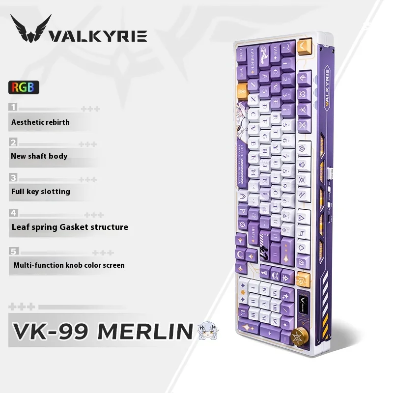 New VALKYRIE Vk99 Mechanical Keyboards Gasket Full Key Hot Swapping 3 Mode 2.4g Wireless Bluetooth Rgb Adult Office Gaming Gifts