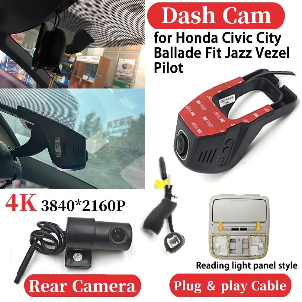 

ZJCGO UHD Car 4K Video Recorder DVR Dash Cam Dashboard Camera Night Vision for Honda Civic City Ballade Fit Jazz Vezel Pilot