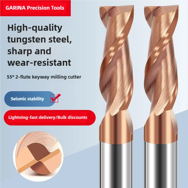 GARINA Milling Cutter 1-20mm Two Flutes Carbide End Mill TiCN Coated Flat End Mill Bit CNC Machine Milling Bit CNC Cutting Tools