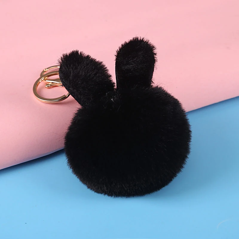 Rabbit Ear Plush Keychain Crystal Dance Ballet Girl Key Chain Originality Angel Imitation Rabbit Hair Ball Ladies Bag Jewelry