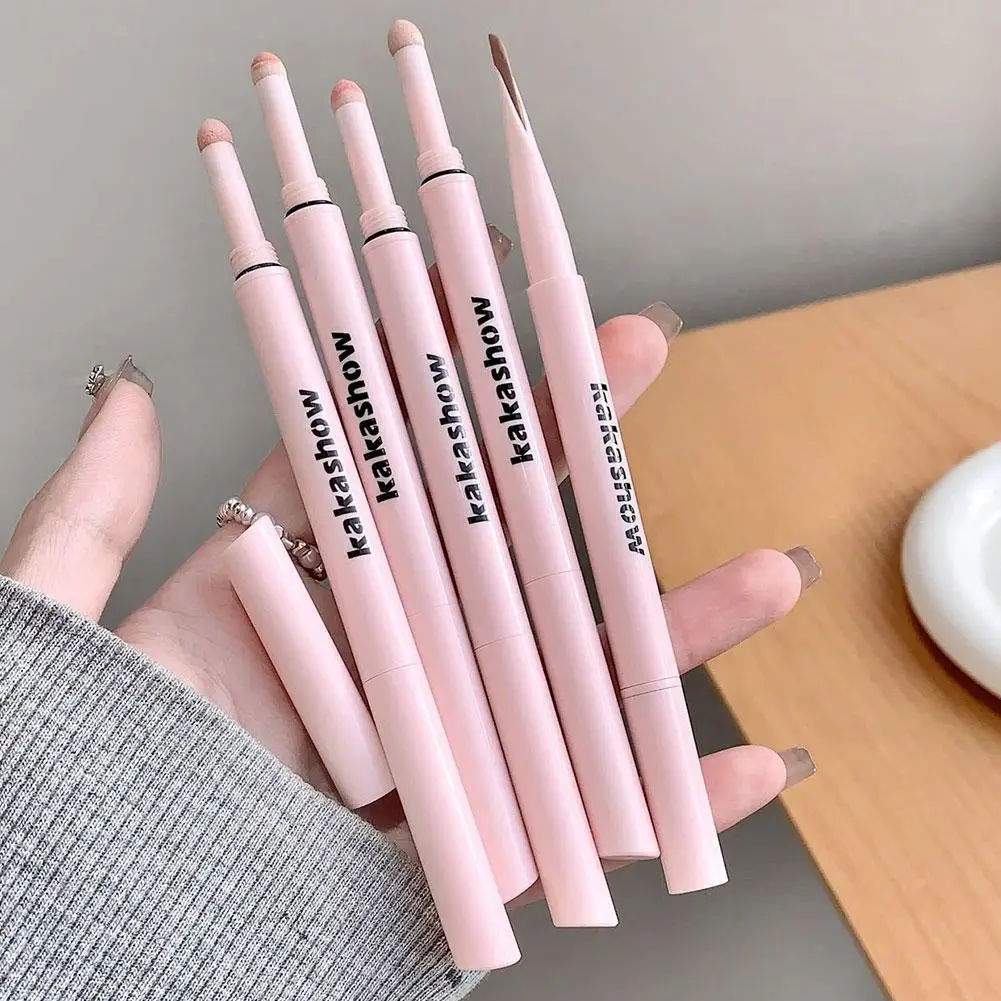 Stylo ver à soie couché à Double tête, imperméable, durable, mat, perle, éclaircissant, ombre sous le contour des paupières, crayon de fard à paupières