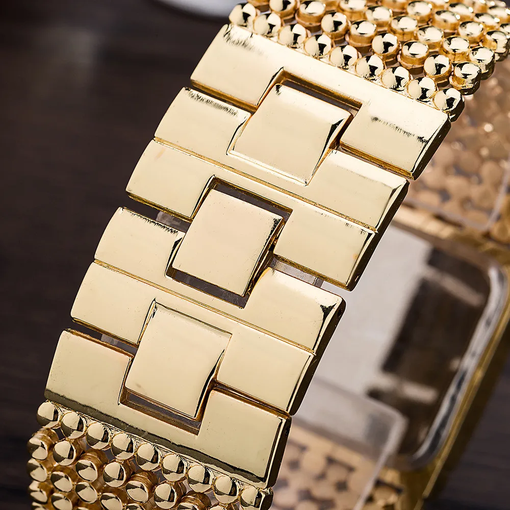UTHAI Ladies' Watch Square Diamond Set Quartz Watch Fashion Casual Gold Stainless Steel Wristband Women's Watch image 5