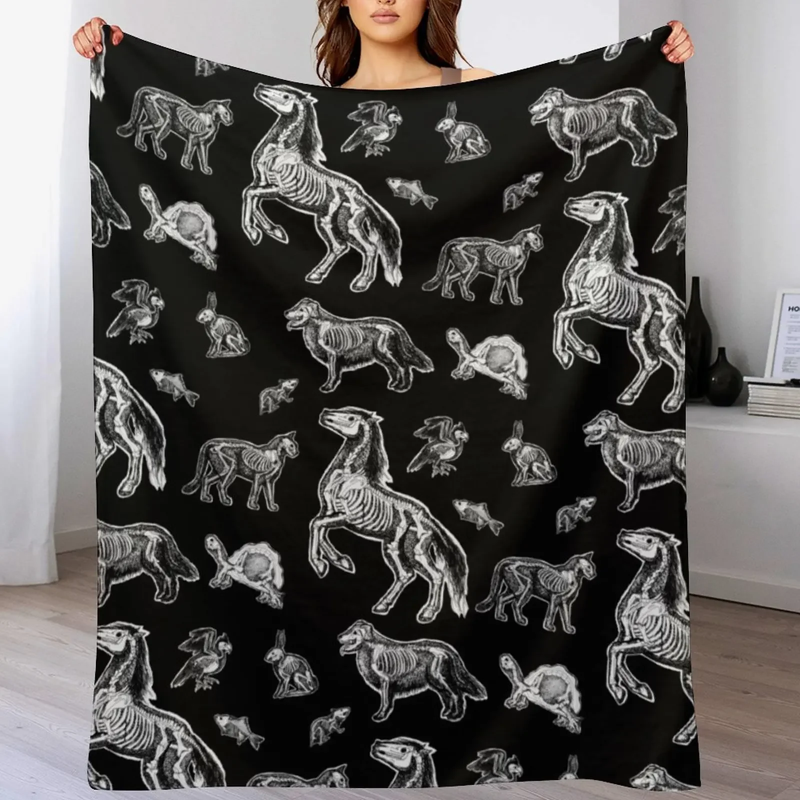 Veterinary Technician :: X-ray Animal Bones Anatomy Throw Blanket Stylish Warm Blanket for Living Room Bedroom