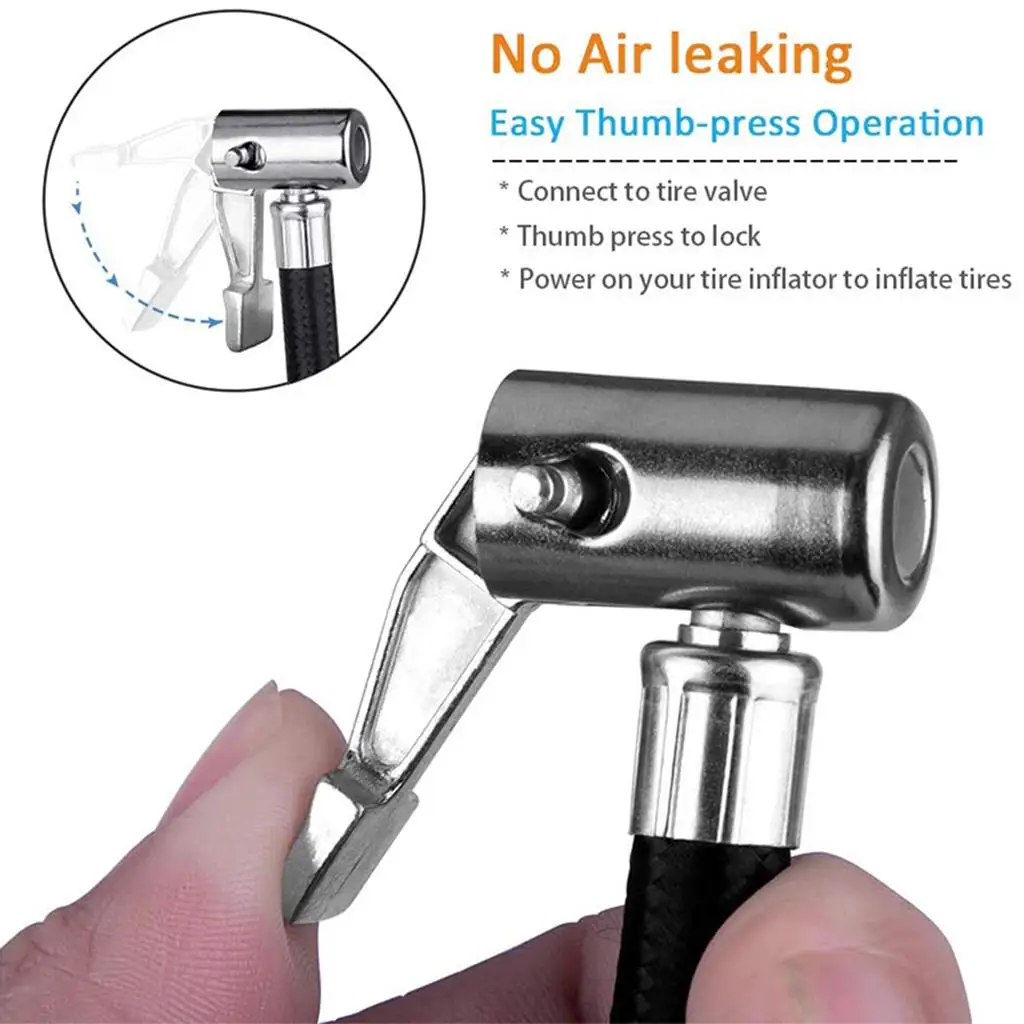 Braided Inflator Hose Extension Metal Nylon Tire Pump Connection Clip for Bike Motorcycle Car Bus Air Compressor Filling