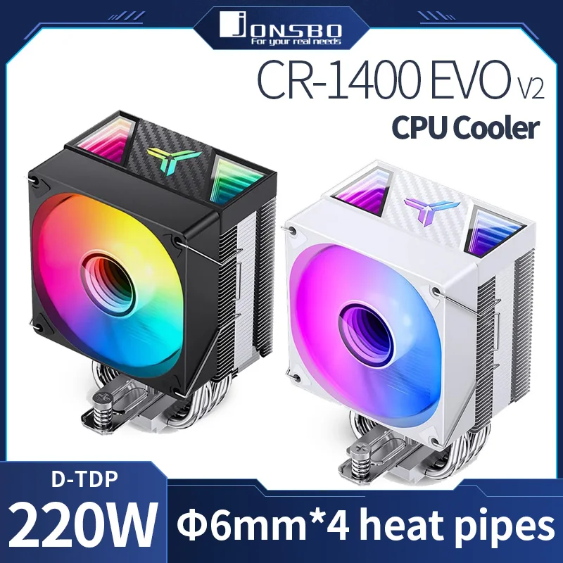 JONSBO CPU 라디에이터, PC 프로세서, 에어 쿨러, CR1400 V2, 히트 파이프 4 개, 5V 3 핀 ARGB CPU 냉각 선풍기, 인텔 115X 1200 1700 AM4 AM5