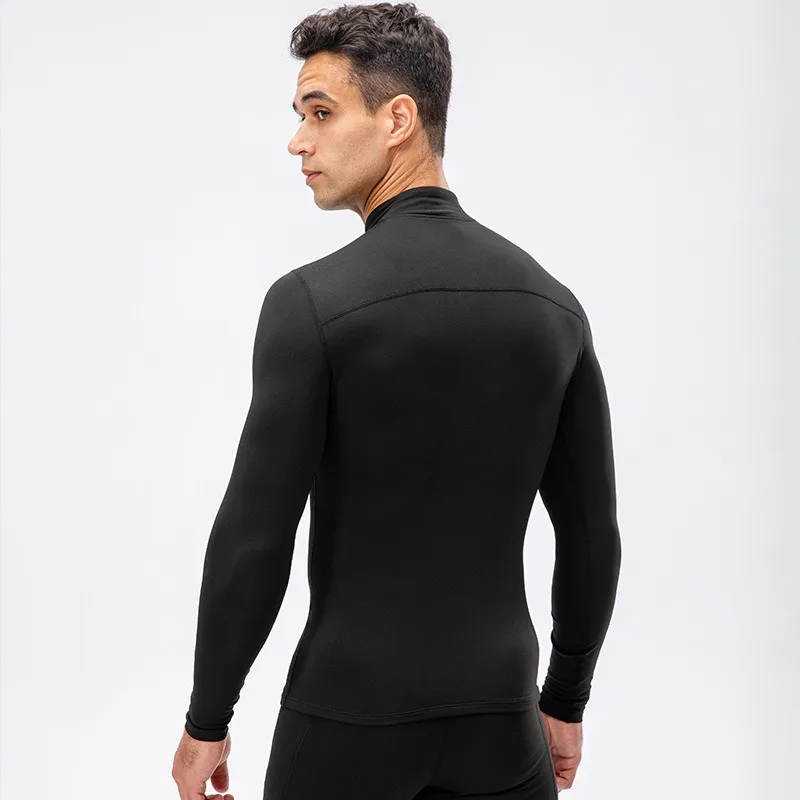 

Men's Velvet Fitness Suit, High Elastic Tight Sports Running Training, Long-sleeved Warm Standing Collar Sweatshirt
