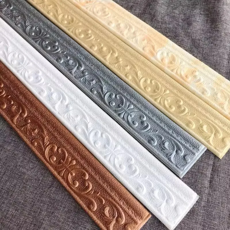 Neue 3D Wandverkleidung Linie Sockel Aufkleber Selbstklebende Vinyl Wandverkleidung Aufkleber Haushalt Wasserdichte Fußleiste Wandpapier