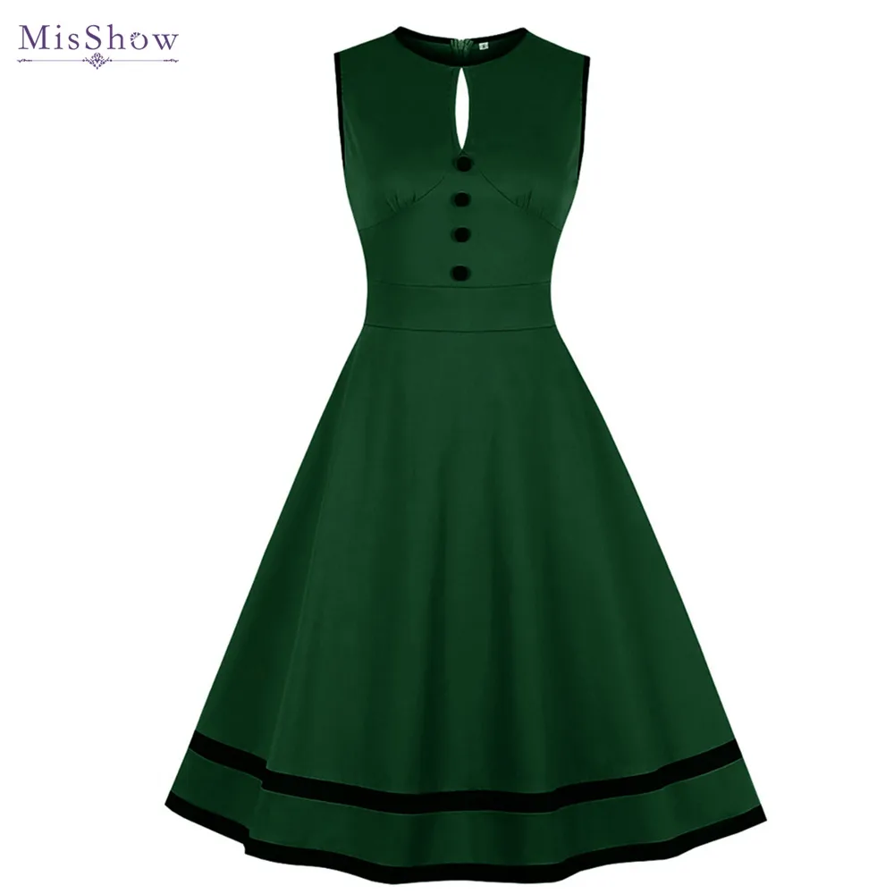 S-2XL Retro Rockabilly 50s 60s Vintage Women Midi Dress Swing Summer Party Dresses Elegant Tunic Vestidos Robe Femme