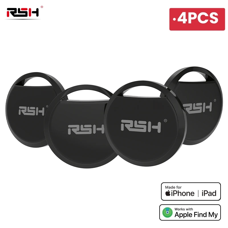 علامة RSH 4-PCS المضادة للخسارة GPS لاستبدال Apple Airtag عبر Find My App Bluetooth GPS Tracker للأمتعة IOS MFi Key Finder