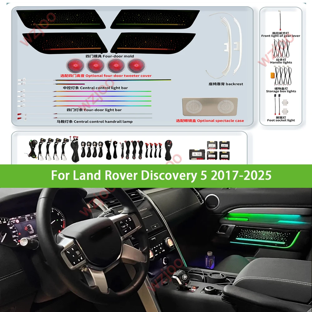 

256 Colors LED Ambient lighting For Land Rover Discovery 5 2017-2025 Atmosphere Lights Auto Interior 1:1 Black Panel upgrade