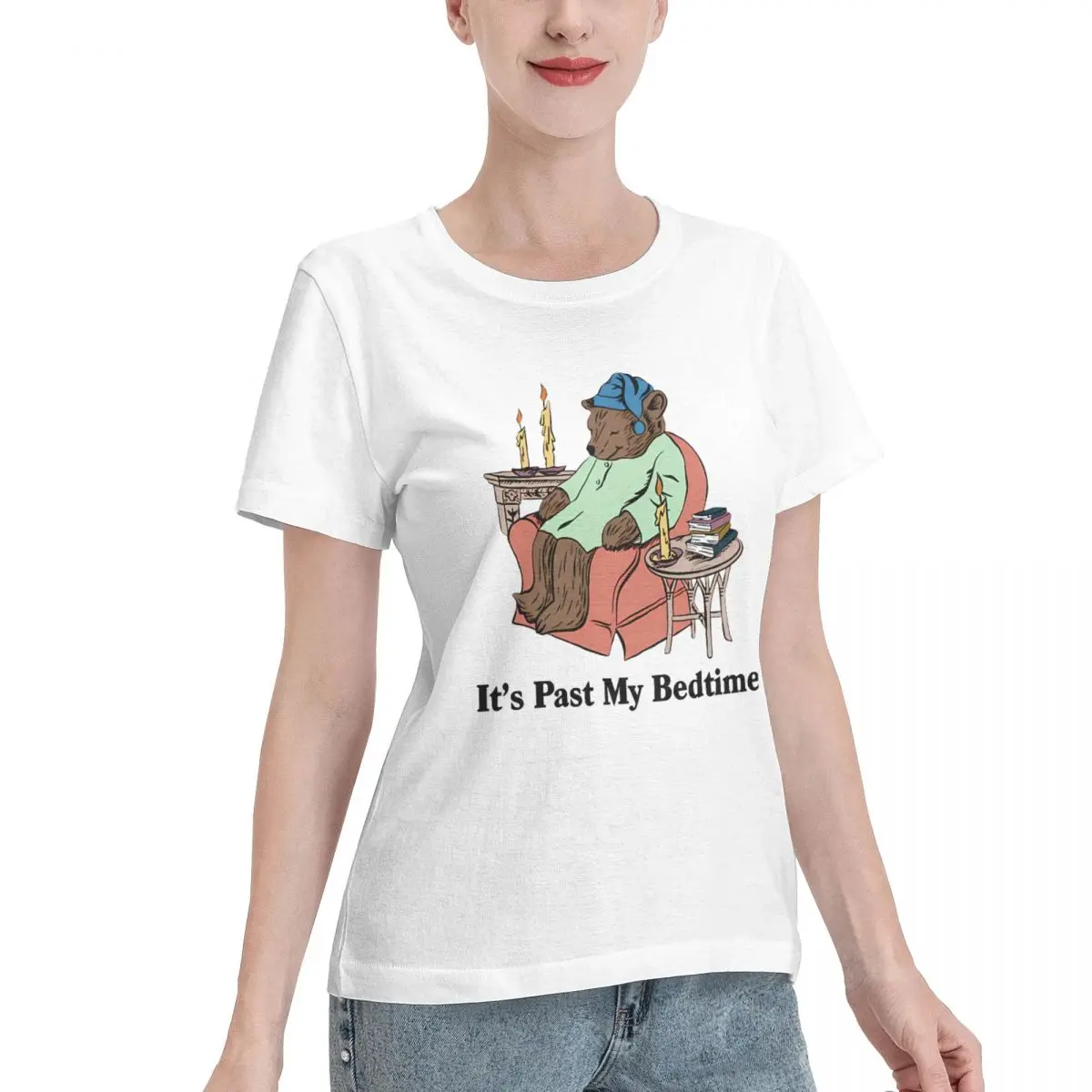 Custom Available It S Past My Bedtime Sleepy Bear Trendy Women's T-shirt Minimalist Outfit Regular Fit Tee