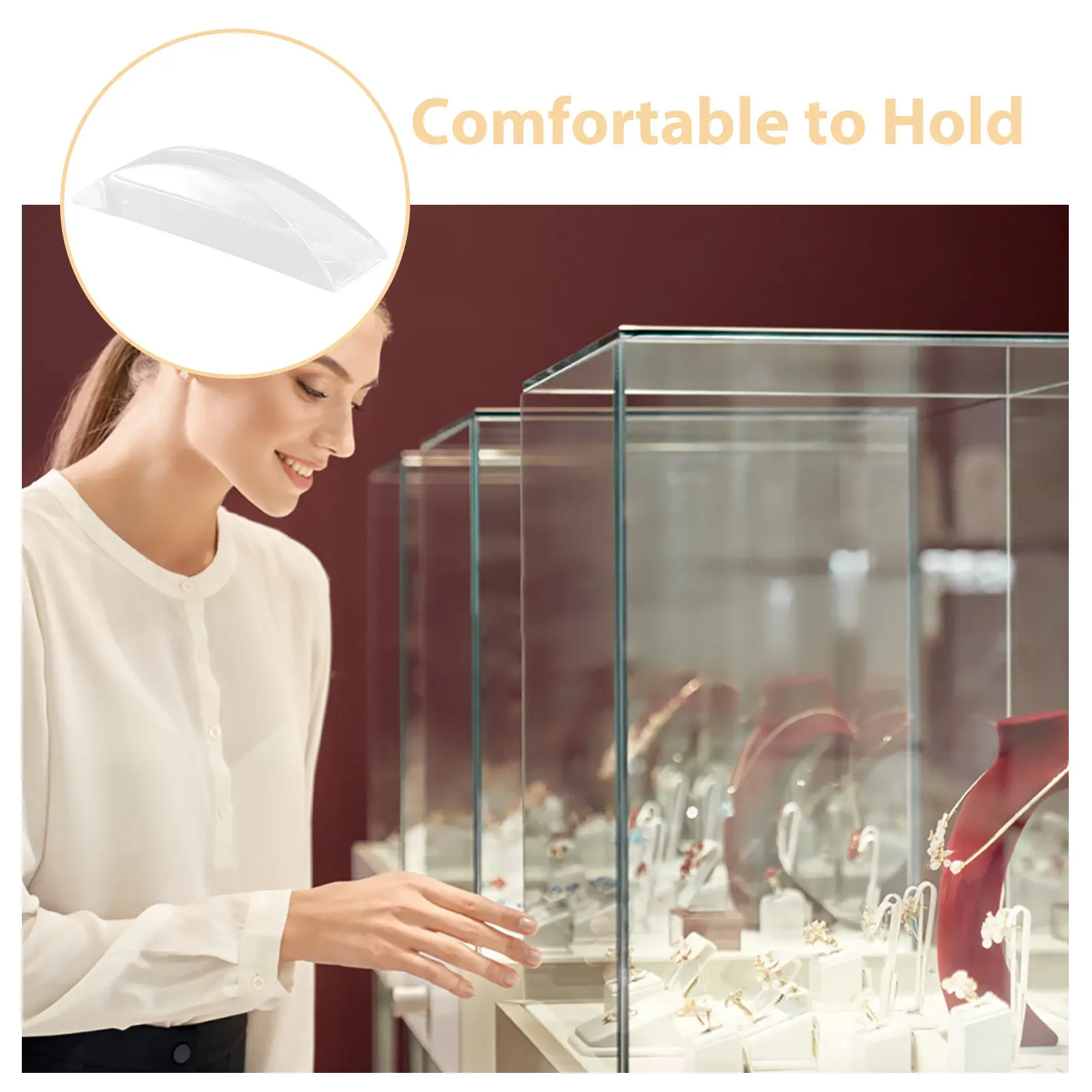 Solid Ergonomic Curved Transparent Invisible Acrylic Cabinet Pull Glass Door Handle for Display Wardrobe Acrylic Cabinet Pulls