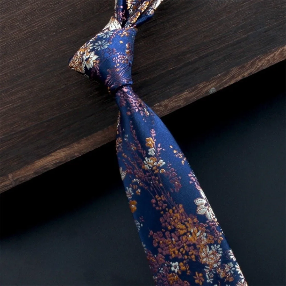 

Ретро-винтажный деловой галстук с цветочным узором, шелковистый, мягкий, роскошный, из полиэстера, шириной 8 см, жаккардовый галстук для мужчин
