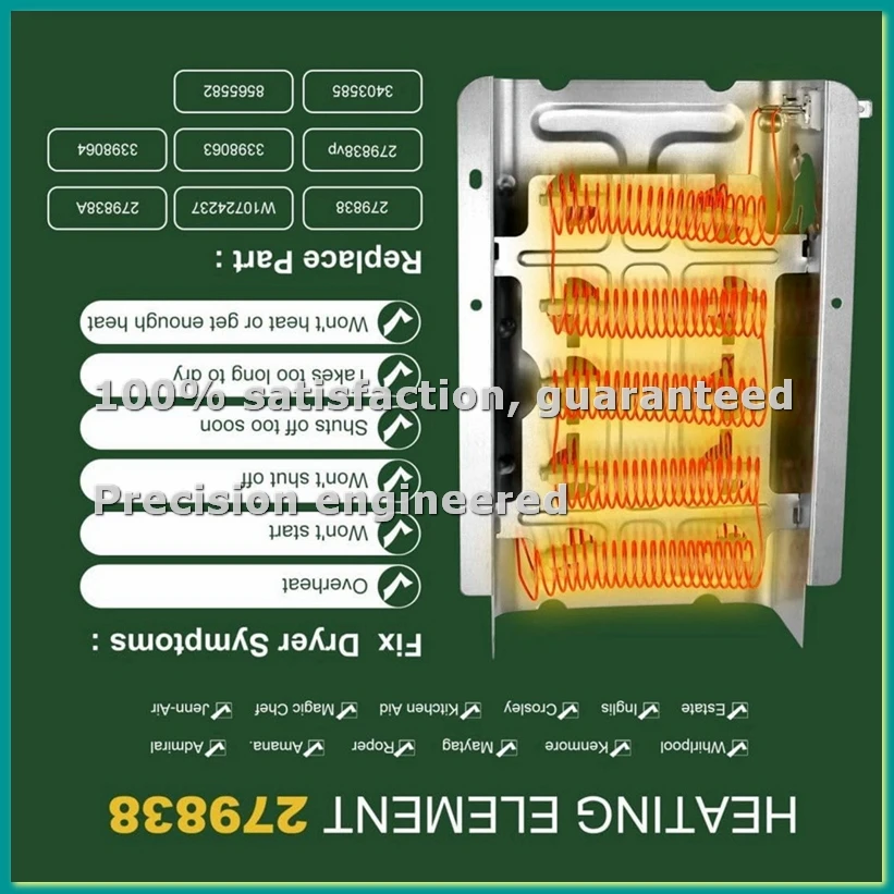 W10724237 3403585 279838 Dryer Heating Element- Exact for 110 Dryer,Whirl.Pool Wed4815ew1 A. Dryer-A46I
