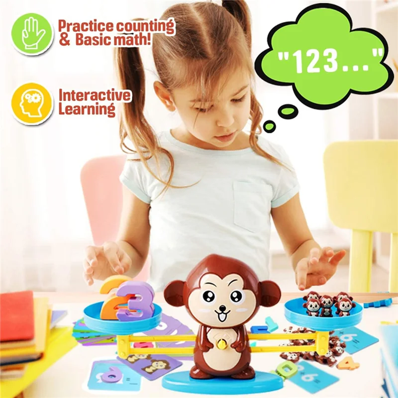 Montessori Math Toy Monkey Scale Balance Counting Toys Math Games Preschool Educational Children Toy For Boy Girls Birthday Gift