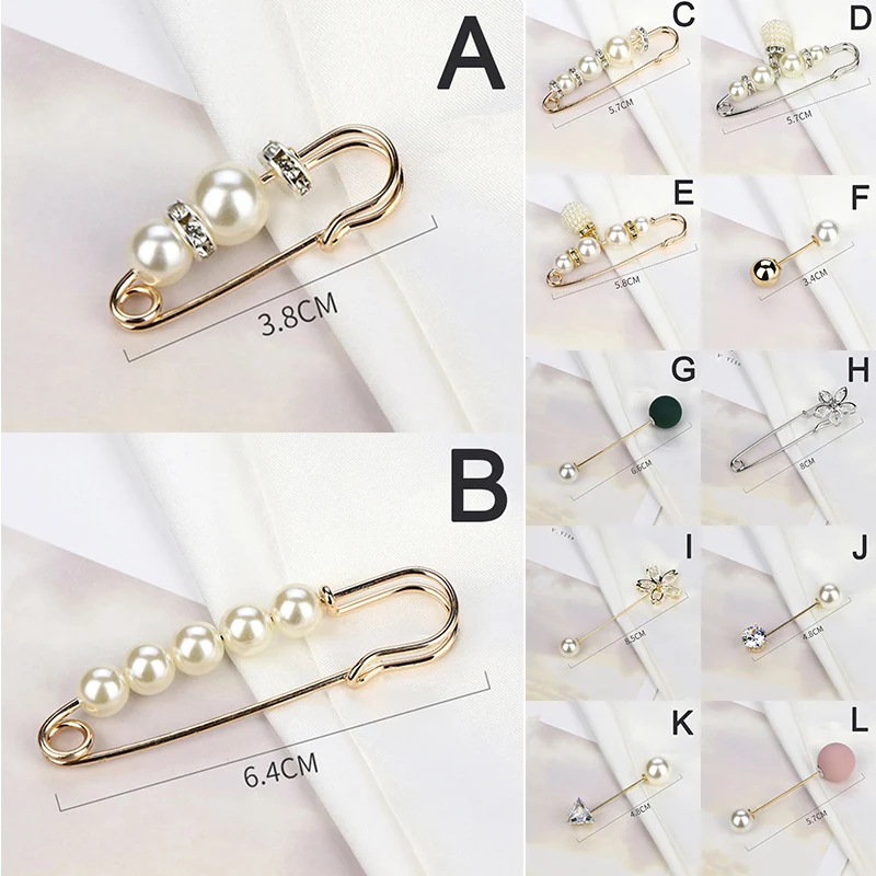 1Pcs Clothing Brooches Pearl Lapel Pin Sweater Dress Brooch Pants Pins Badge Buckle