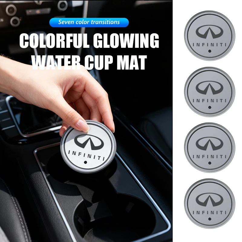 

Car Styling LED Luminous Water Cup Pads Auto Coaster Mats Interior Accessories For Infiniti G35 G37 JX35 Q50L M25 EX35 EX25 EX37