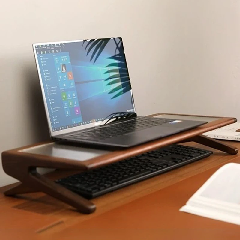 Wooden Monitor Stand Riser Ergonomic Height Computer Desk Stand Computer Desktop Storage Organizer Heavy Load Capacity Bracket