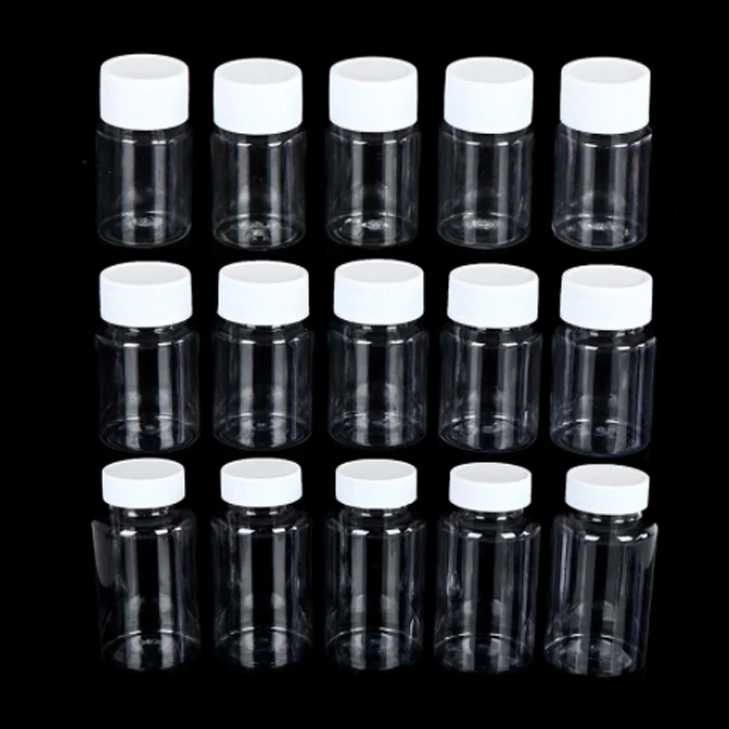 5-30pcs Refillable Bottles 15ml 20ml 30ml 50ml 60ml 80ml 100ml Plastic PET Clear Empty Seal Bottles Container with screw cap