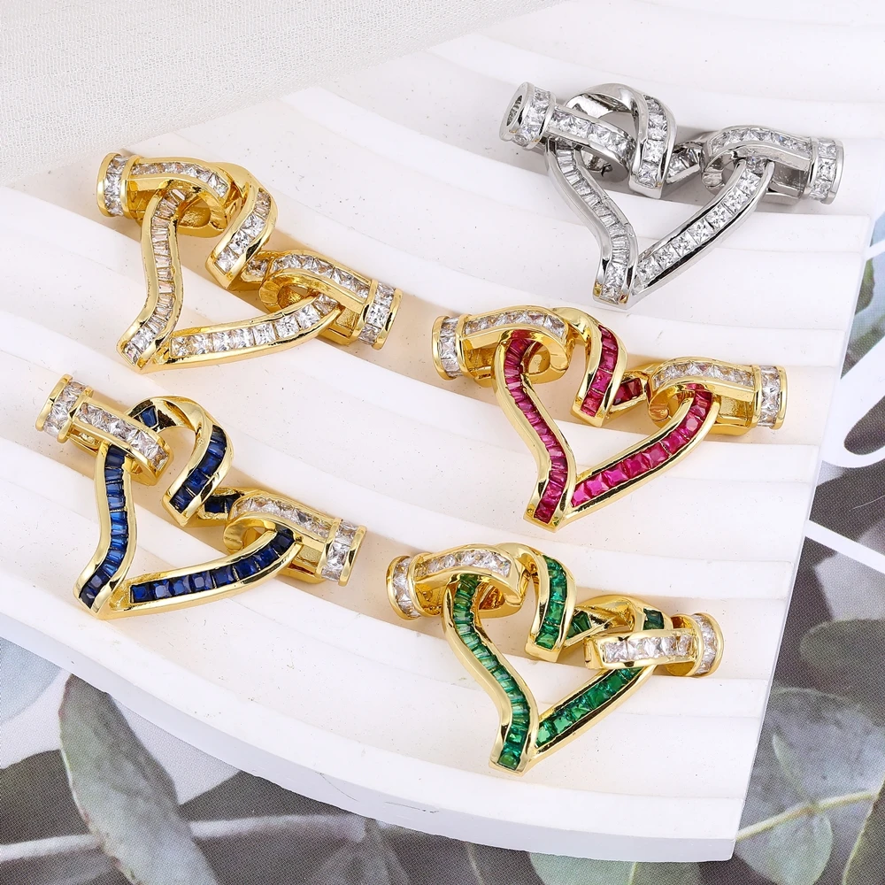 Juya Handmade Cubic Zirconia Material 18K Real Gold Plated Creative Decoration Fastener Lock Closure Clasps Accessories Supplies