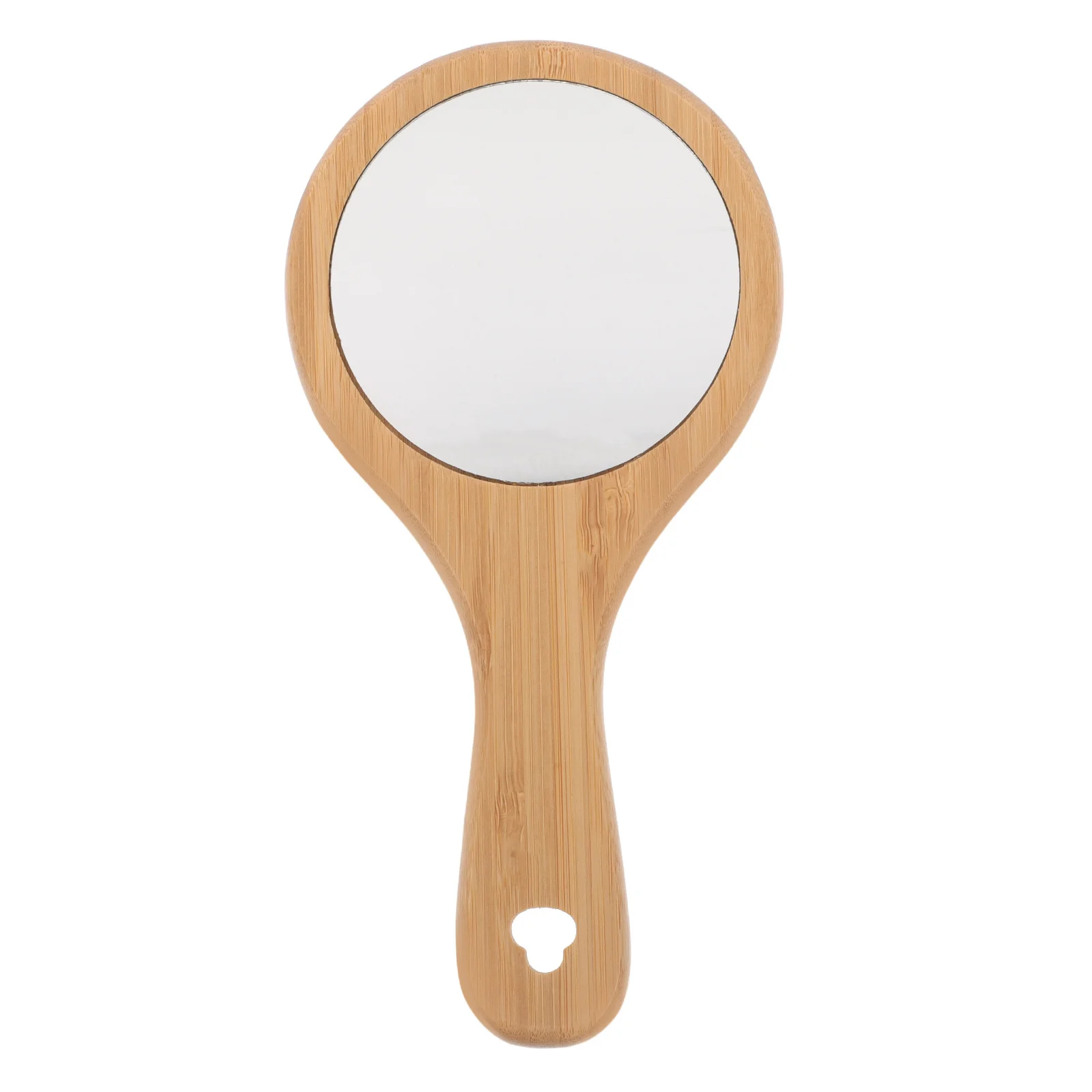 Runder hölzerner Hand-Make-up-Spiegel, tragbarer Vintage-Spiegel für Frauen, Zuhause, Reisen, Schönheit, Hand, kleiner Handheld