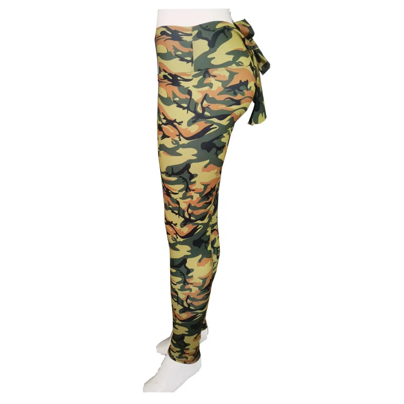 Camouflage Printing Leggings Sexy Bowknot Tights Pants Bow Bandage Casual Trousers For Women Push Up Exercise Fitness Yoga Pants